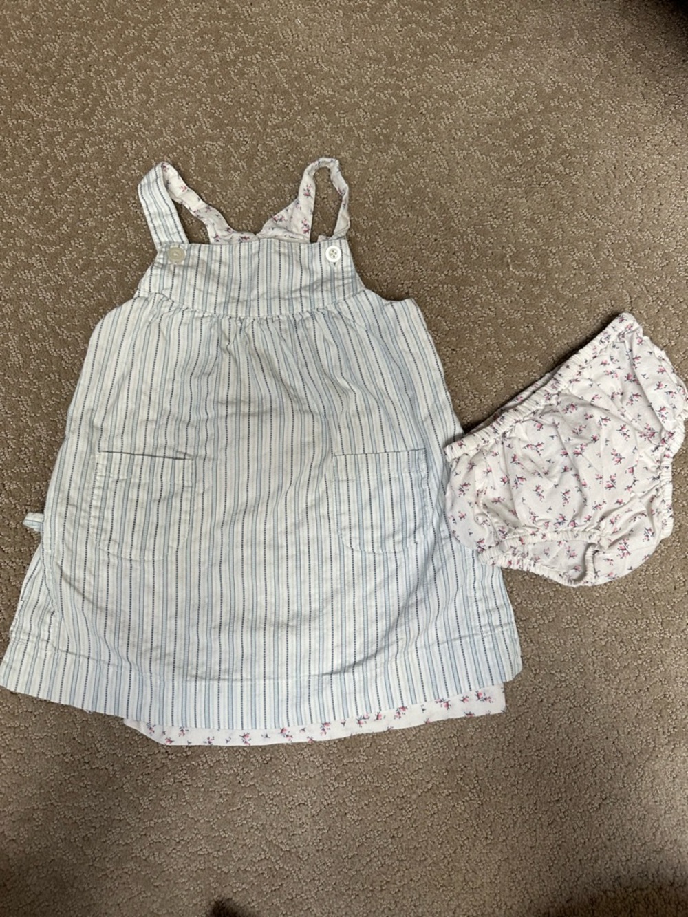 Janie and Jack White Floral Baby Dress & Bloomers Set